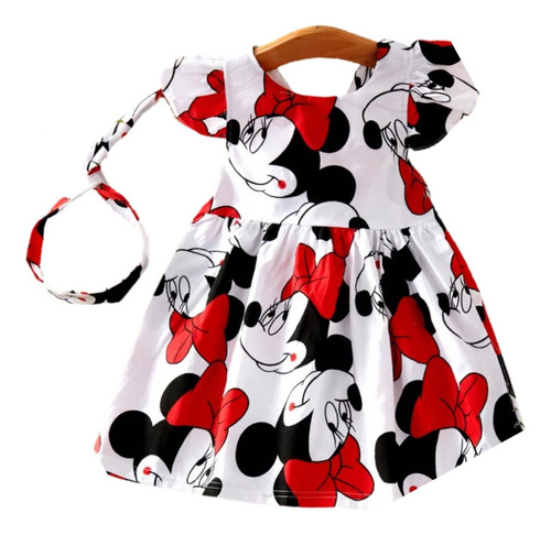 Vestido De Niña, Vestido Minnie Mouse, Vestido Verano Blanco