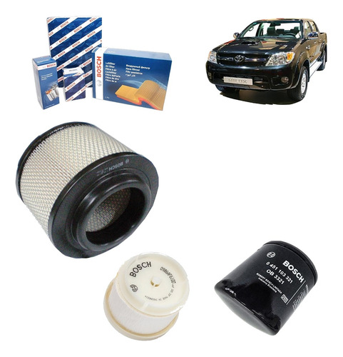 Kit Filtros Bosch Toyota Hilux 2.5 3.0 D4d  Foto 2