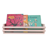 Prateleira Colorida Fr Dupla Livro Infantil Montessori 50cm