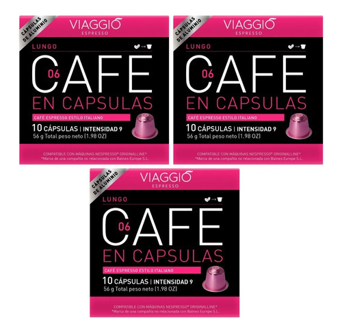 Pack 30 Cápsulas Lungo Viaggio Espresso Para Nespresso