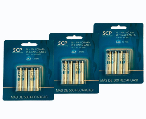 Combo 3 Blisters De Pilas Aaa Recargables Scp 1100 Mah