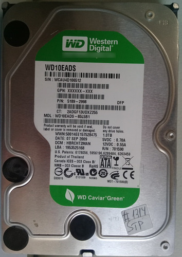 Disco Wd10eads-65l5b1 1000gb Sata 3.5 3072 Recuperodatos