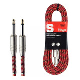 Cable Stagg Plug A Plug Mallado De Tela - 6 Metros