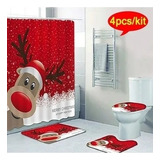 Juego De 4 Cortinas De Ducha For Baño Decoradas En Navidad