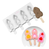 Molde De Silicona Paleta Helado Corazon Doble Duo Ice Pop