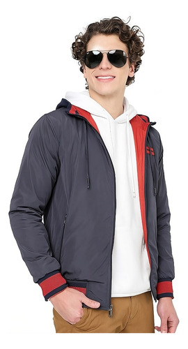 Chaqueta De Hombre Marca Dougger Oasis Liviana Doble Faz Con Capota Removible