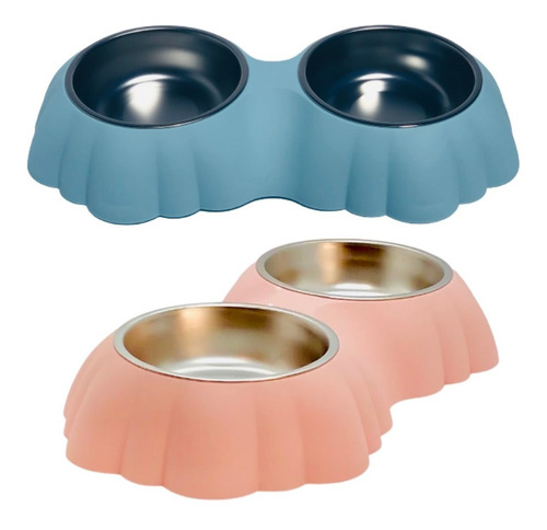 Plato Comedero Doble Para Mascotas Bowl Bebedero Perros Gato