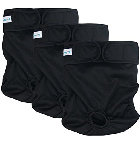 Pañales Reutilizables Para Perros (pack 3, Negro, Grande)