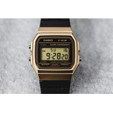 Casio Reloj Deportivo Digital Dorado Correa Resina Clásica Color De La Correa Negro Color Del Fondo Índigo