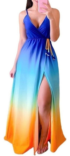 Vestido De Fiesta For Mujer Halter De Gasa De Colores