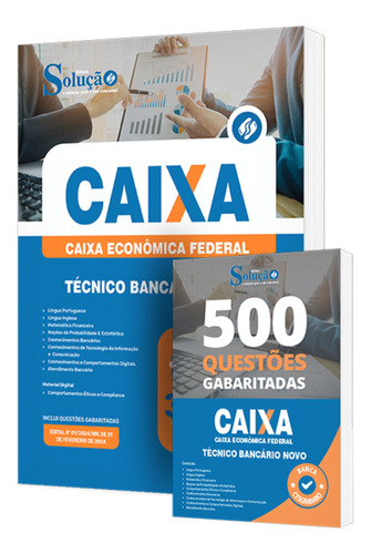 Kit Apostila Caixa Técnico Bancário + Caderno De Questões