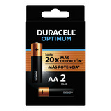 Pilas Alcalinas Aa Optimum Duracell, Extra Potencia, 2 Pzas