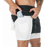 Short Gimnasio Con Licra Deportiva 2 En 1 Hombre Correr