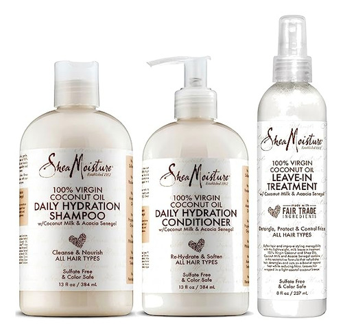 Shea Moisture 100% Virgin Coconut Oil Trio Set | Daily Hydra