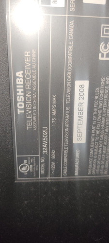 Pantalla 32 PuLG, Toshiba, Mod 32av502u Ver Descripción