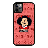 Funda Uso Rudo Tpu Para iPhone Mafalda Fondo Rojo Moda