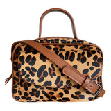 Bolsa De Onça Animal Print Couro Legítimo Bolsa Transversal 