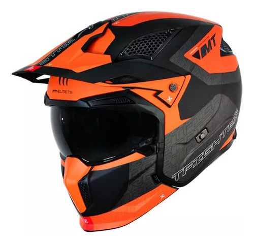 Casco Para Moto Modular Mt Helmets Streetfighter  Negro Y Naranja Mate Talle Xl 