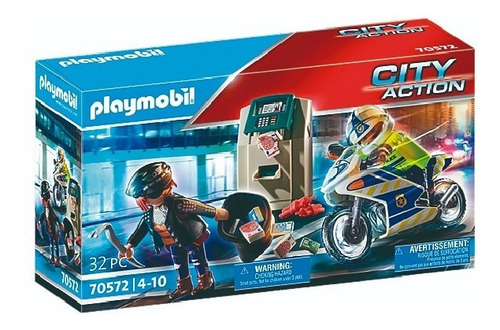 Playmobil Moto Policia Persecucion Ladron De Dinero 70572