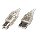 Cable Usb 2.0 A/b 2 Metros De Impresora Mallado Transparente