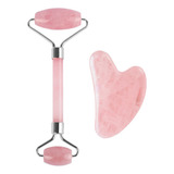  Masajeador Rodillo Facial Roller Piedra Guasha Cuarzo Rosa