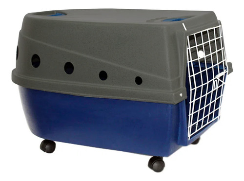 Caixa De Transporte Azul Dog Lar Nº5 - Gigante - Com Rodas