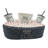 Almofada Cheia Decorativa Kit Porta Pipoca Gatinho Miau Fofo