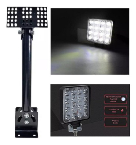 Refletor Led Prova D'água 12v 100w Bateria Pesca Nautico 