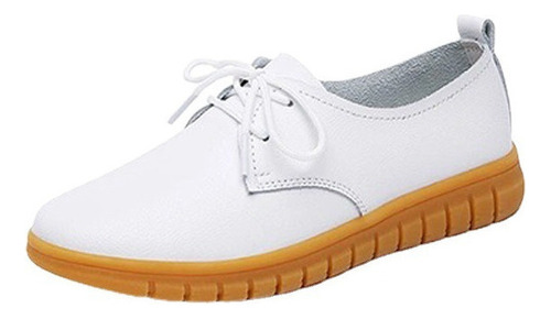 Zapatos Casuales De Suela Suave Con Cordones Zapatos Blancos