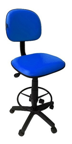 Cadeira Caixa Alta Corino Azul-royal Com Rodízios