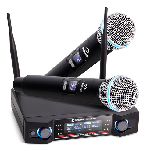 Microfone Sem Fio Duplo Uhf Visor Digital Wireless Karaokê 