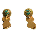 Aretes Gato Mujer Enchape Oro 24k Con Esmeralda En Bruto