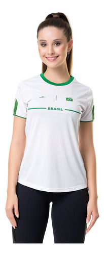 Camiseta Elite Brasil Logo Feminina - Branco E Verde