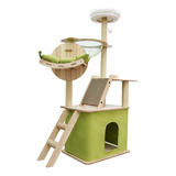 Torre Árbol Rascador Mueble Para Gatos De Color Verde 1.5m