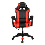 Cadeira Escritório Gamer Ergonômica Reclinável C Massageador Cor Preto/vermelho Material Do Estofamento Couro Sintético