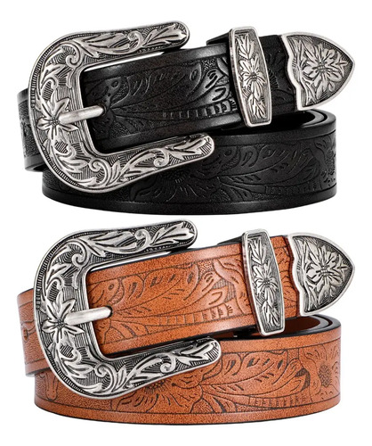 2pcs Cinturones Vaqueros Mujer Hombre Hebilla Vaquera Charra | Meses sin interés