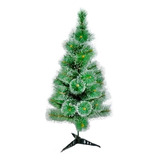 Arbol De Navidad Verde Con Blanco 90 Cm C/base De Plástico