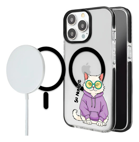 Funda Para iPhone Magsafe Mujer Gato Khao Manee Cool Nombre