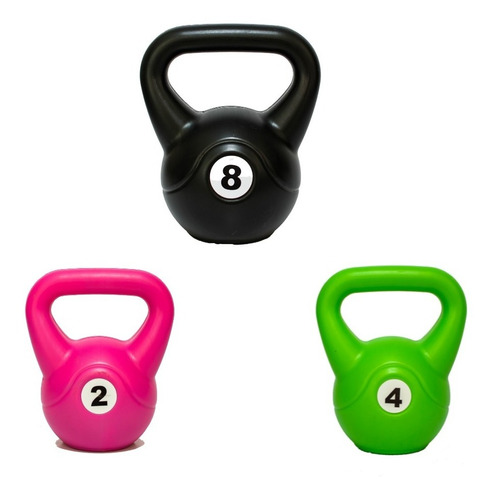 Set 3 Pesas Rusas 2 Kg 4 Kg 8 Kg Kettlebel  Fitness Gym Cros