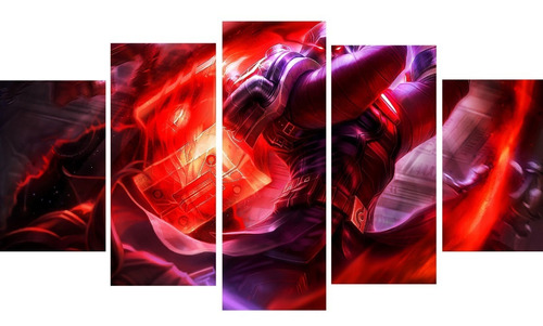 Quadro 5 Peça Jayce Forsaken Skin Lol Oferta Especial