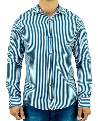 Camisa Manga Larga Entallada Blue Lines | Moha [130401]