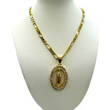 Collar|cadena Cartier  Con Virgen De Gdp Oro Laminado De 18k