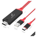 Cable Adaptador Usb Tipo C A Hdmi 4k Rojo 2m