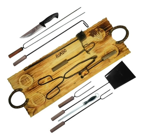 Set Asador Juego Parrillero Kit Asado Regalo Dia Del Padre