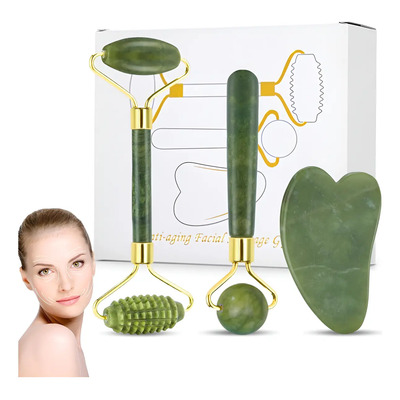 3pcs Rodillo De Masaje Facial De Jade Gua Sha Rejuvenece Kit | MercadoLibre