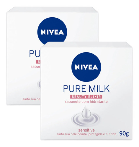 Sabonete Barra Nivea Pure Milk Beauty Elixir 90g - 2unid