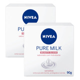 Sabonete Barra Nivea Pure Milk Beauty Elixir 90g - 2unid