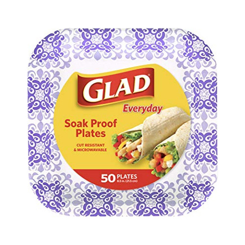 Glad - Platos De Papel Desechables Cuadrados Para Todas Las