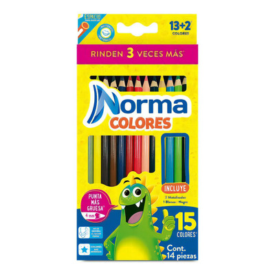 Lápices De Colores Norma, Caja Con 15 Piezas Punta + Gruesa | Meses sin interés