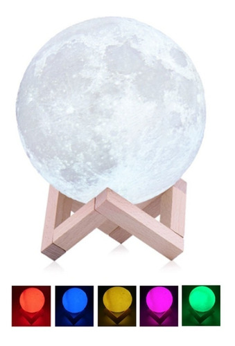 Lampara Luna 3d Luz Led Usb 16 Colores